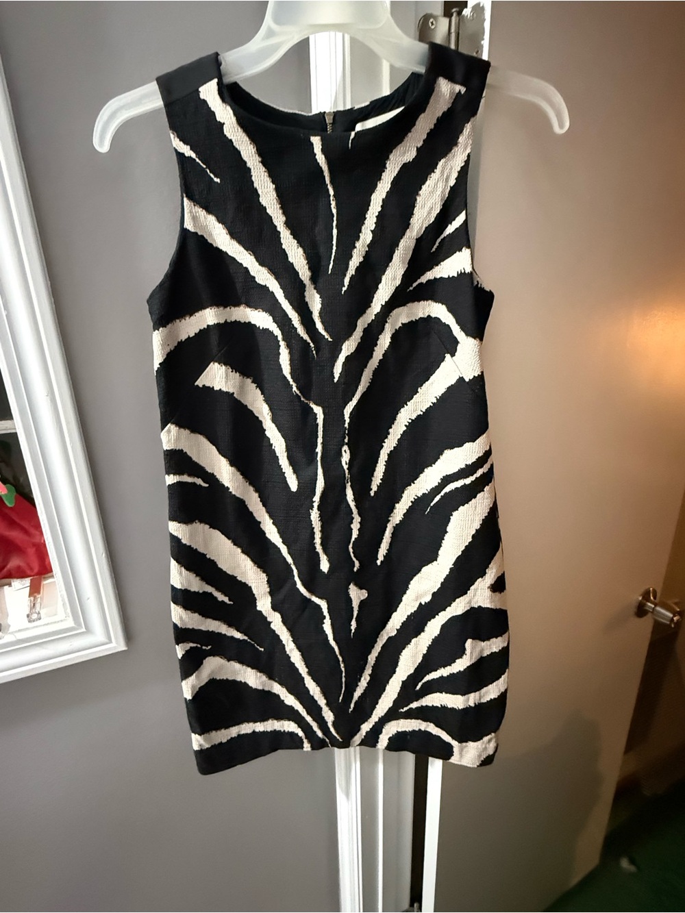 LOFT Black and White Zebra-Print Sleeveless Shift Tunic